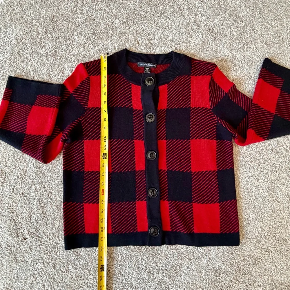 Red and Black Checkered Cardigan Sweater Sz PM